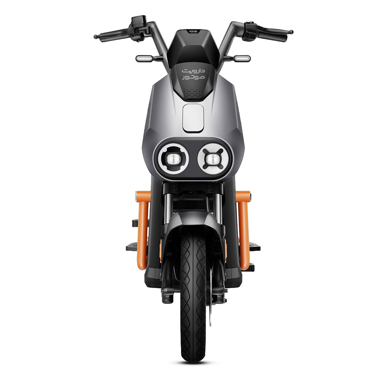 Darvit electric motorcycle, front view